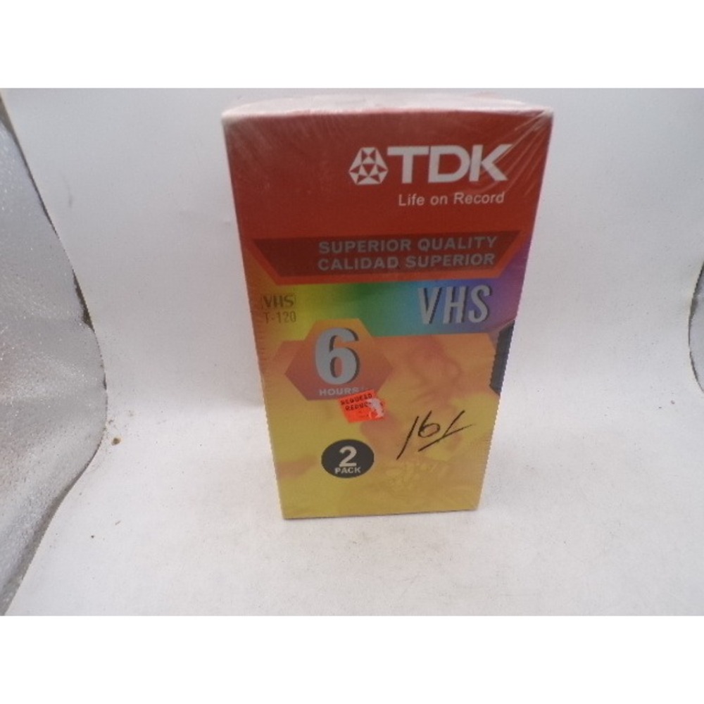 TDK Superior Quality VHS T-120 Blank Video Cassette Tape 6 Hour 2 Pack Sealed Ne